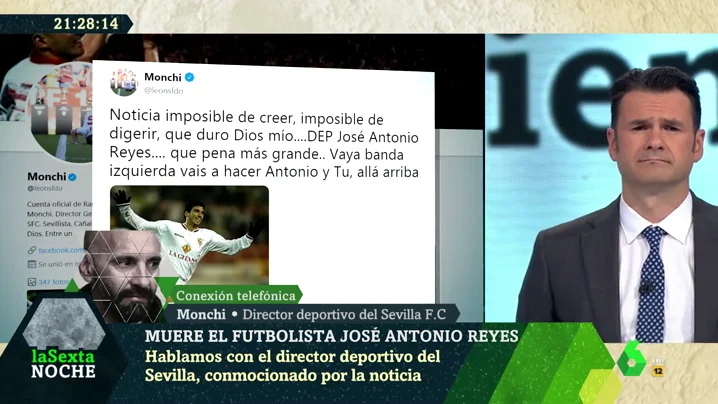 El emotivo recuerdo de Monchi a José Antonio Reyes: "Era el típico compañero de vestuario que siempre sumaba"