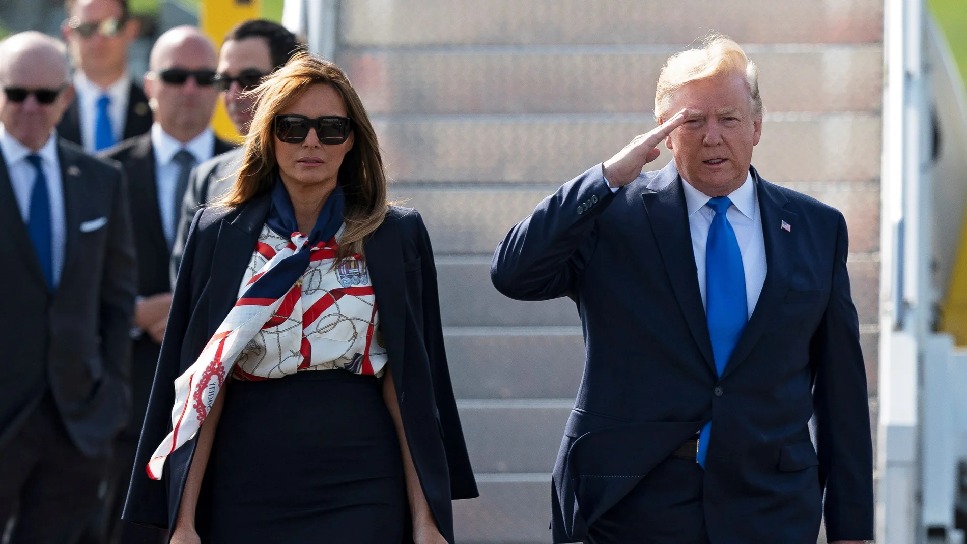 Donald y Melania Trump a su llegada a Reino Unido