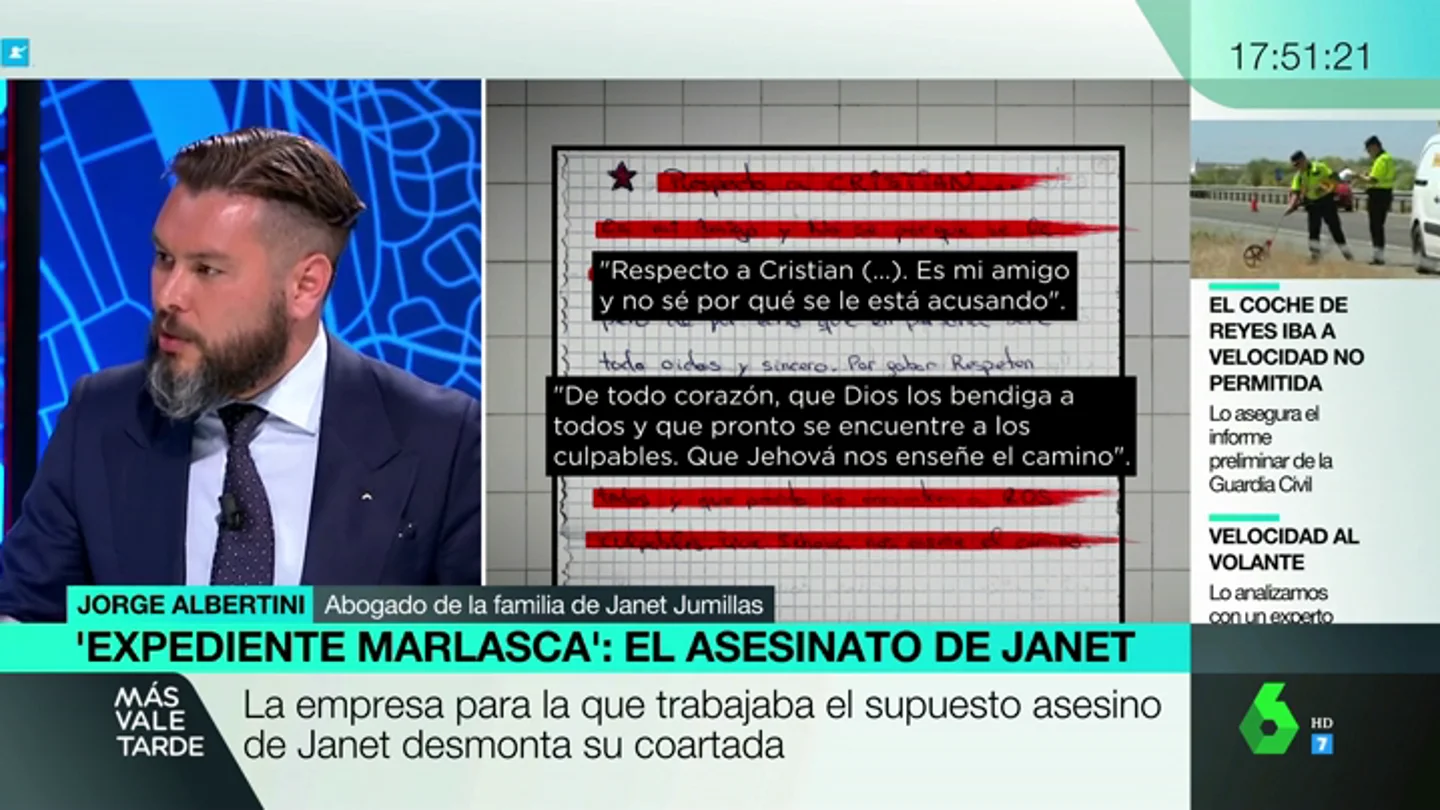 El abogado de la familia de Janet Jumillas insiste en que hay más implicados en el asesinato: "Es muy difícil que eso lo pueda hacer una sola persona" El abogado de la familia de Janet Jumillas insiste en que hay más implicados en el asesinato: "Es muy difícil que eso lo pueda hacer una sola persona"