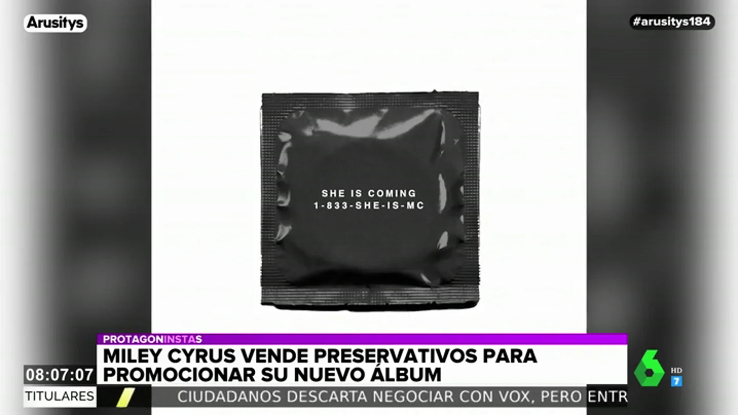 Miley Cyrus sorprende de nuevo: vende preservativos para promocionar su nuevo disco, 'She is coming' Miley Cyrus sorprende de nuevo: vende preservativos para promocionar su nuevo disco, 'She is coming'