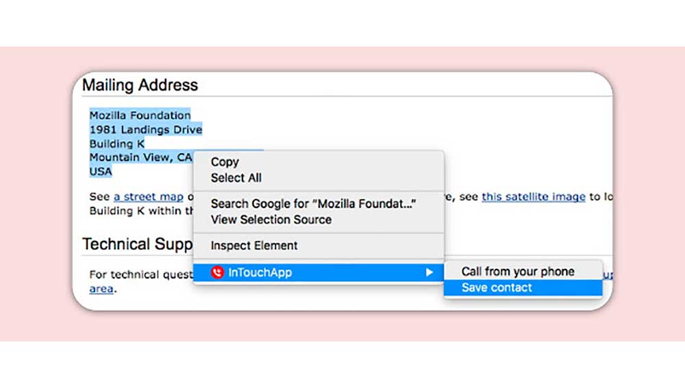 Guardando contactos en la extensión