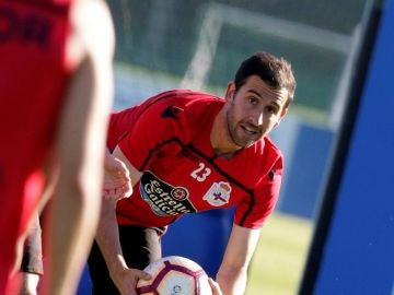 Íñigo López, en un entrenamiento del Deportivo Íñigo López, en un entrenamiento del Deportivo