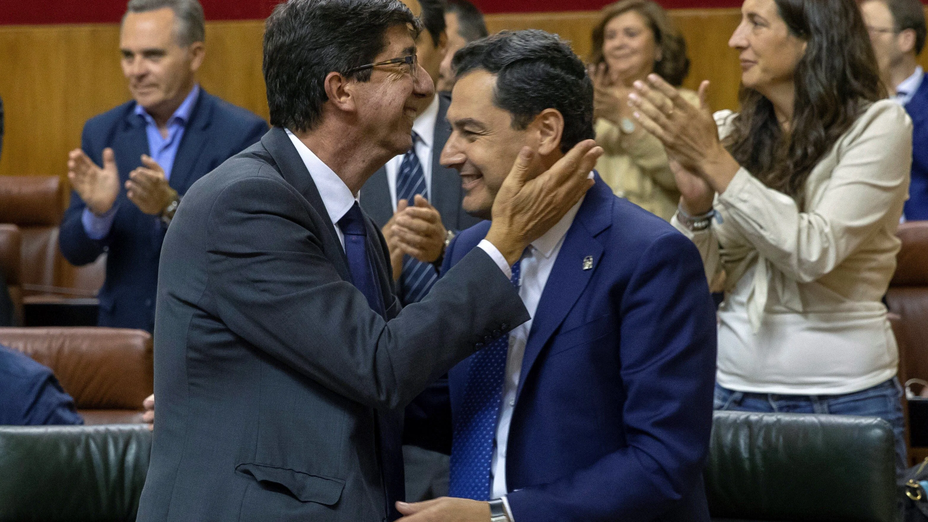 El presidente andaluz, Juanma Moreno (PP) y el vicepresidente, Juan Marín (Cs)