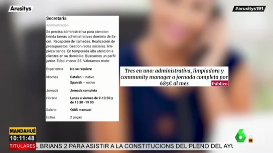 La lamentable oferta de trabajo que indigna a Arusitys La lamentable oferta de trabajo que indigna a Arusitys