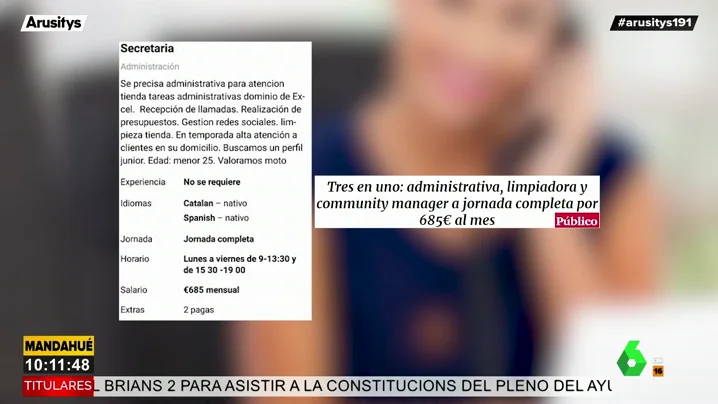 La lamentable oferta de trabajo que indigna a Arusitys