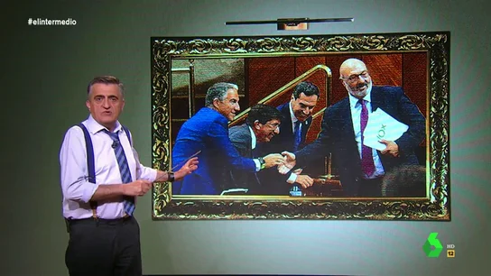 La 'obra de arte' que muestra "la triada de palmeros andaluces": "Los personajes entregan políticas arcaicas y chalecos de plumas" La 'obra de arte' que muestra "la triada de palmeros andaluces": "Los personajes entregan políticas arcaicas y chalecos de plumas"