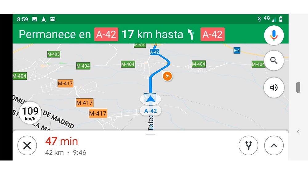 El velocímetro en la parte inferior izquierda de la pantalla