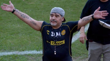 Maradona, durante un partido del Dorados