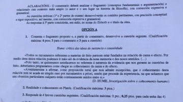 Examen de Selectividad suspendido en Galicia