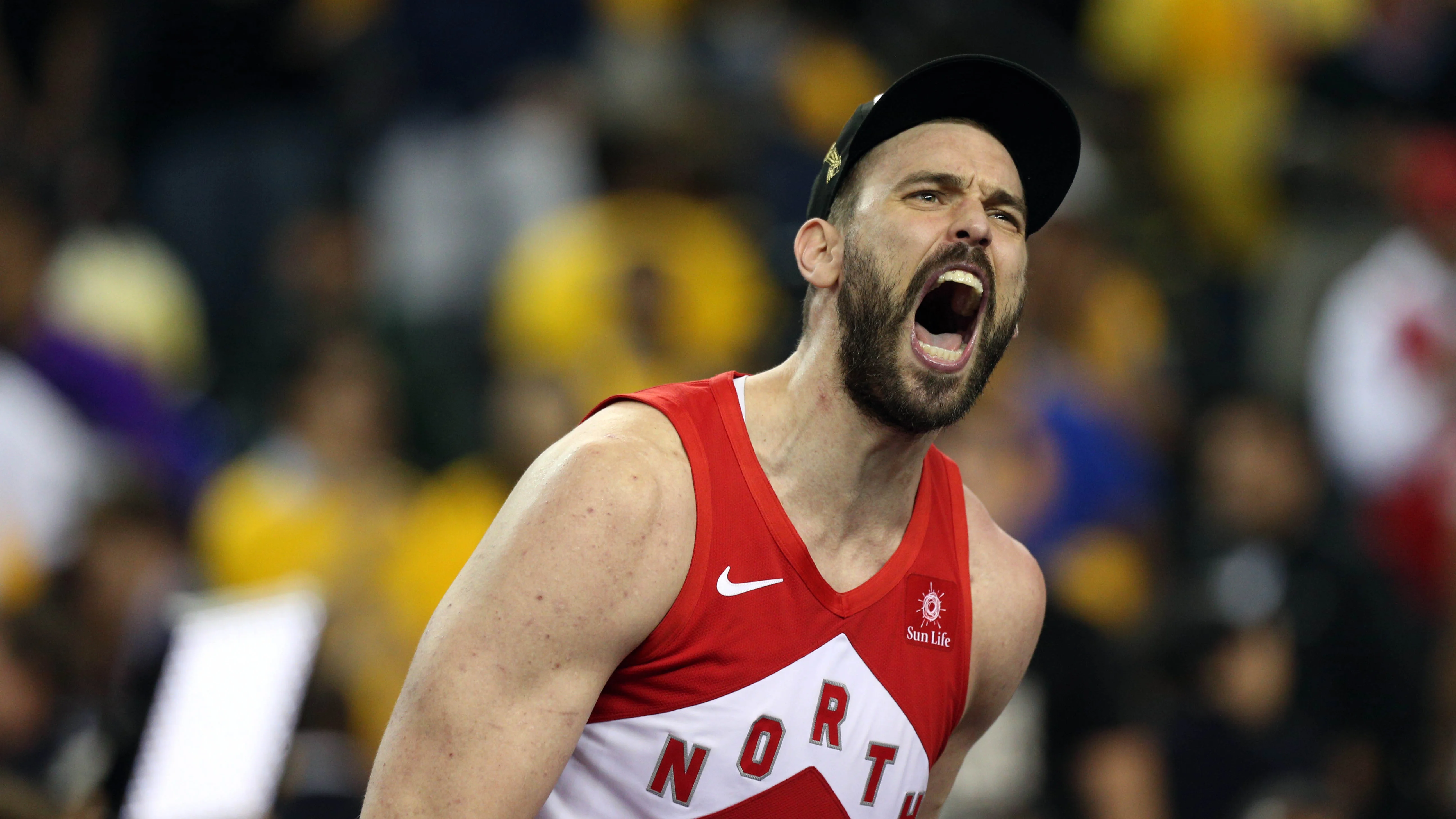 Marc Gasol celebrando que es campeón de la NBA