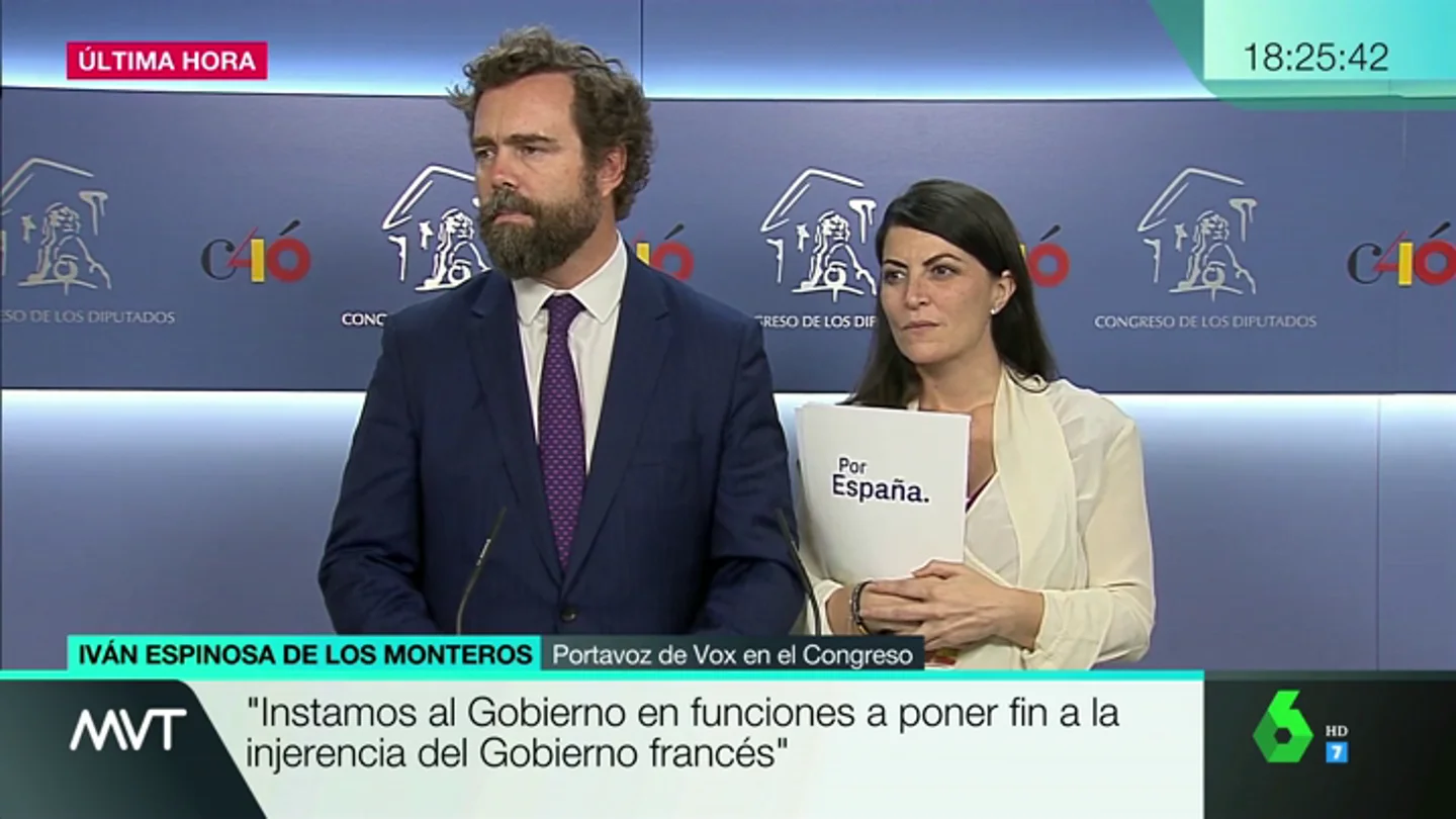 Vox pide al Gobierno que ponga fin a "la injerencia francesa" en los pactos tras las críticas de Macron Vox pide al Gobierno que ponga fin a "la injerencia francesa" en los pactos tras las críticas de Macron