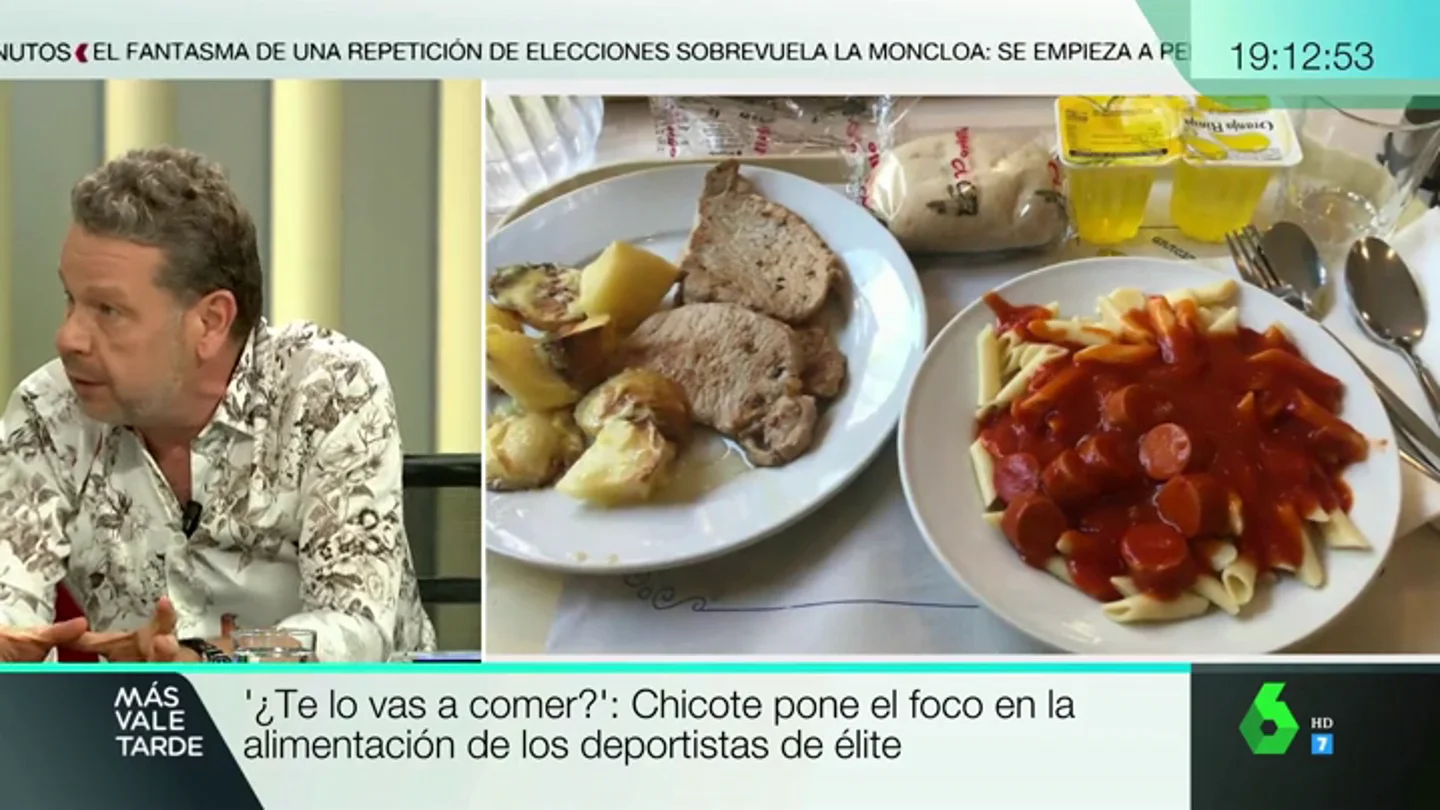 Chicote descubre cuál es el menú de algunos deportistas de élite: "todos los días hay patatas y pasta", incluso para desayunar Chicote descubre cuál es el menú de algunos deportistas de élite: "todos los días hay patatas y pasta", incluso para desayunar