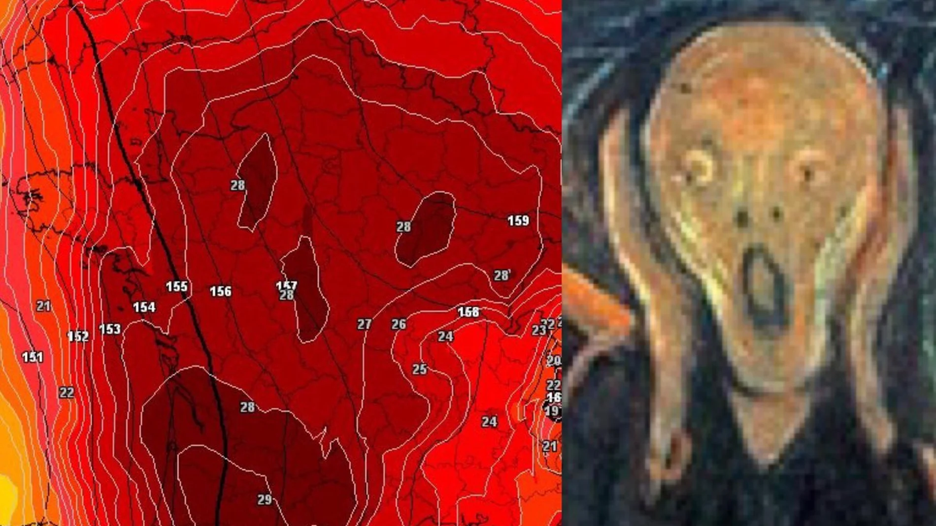 Mapa de calor en Francia comparado con 'El Grito'