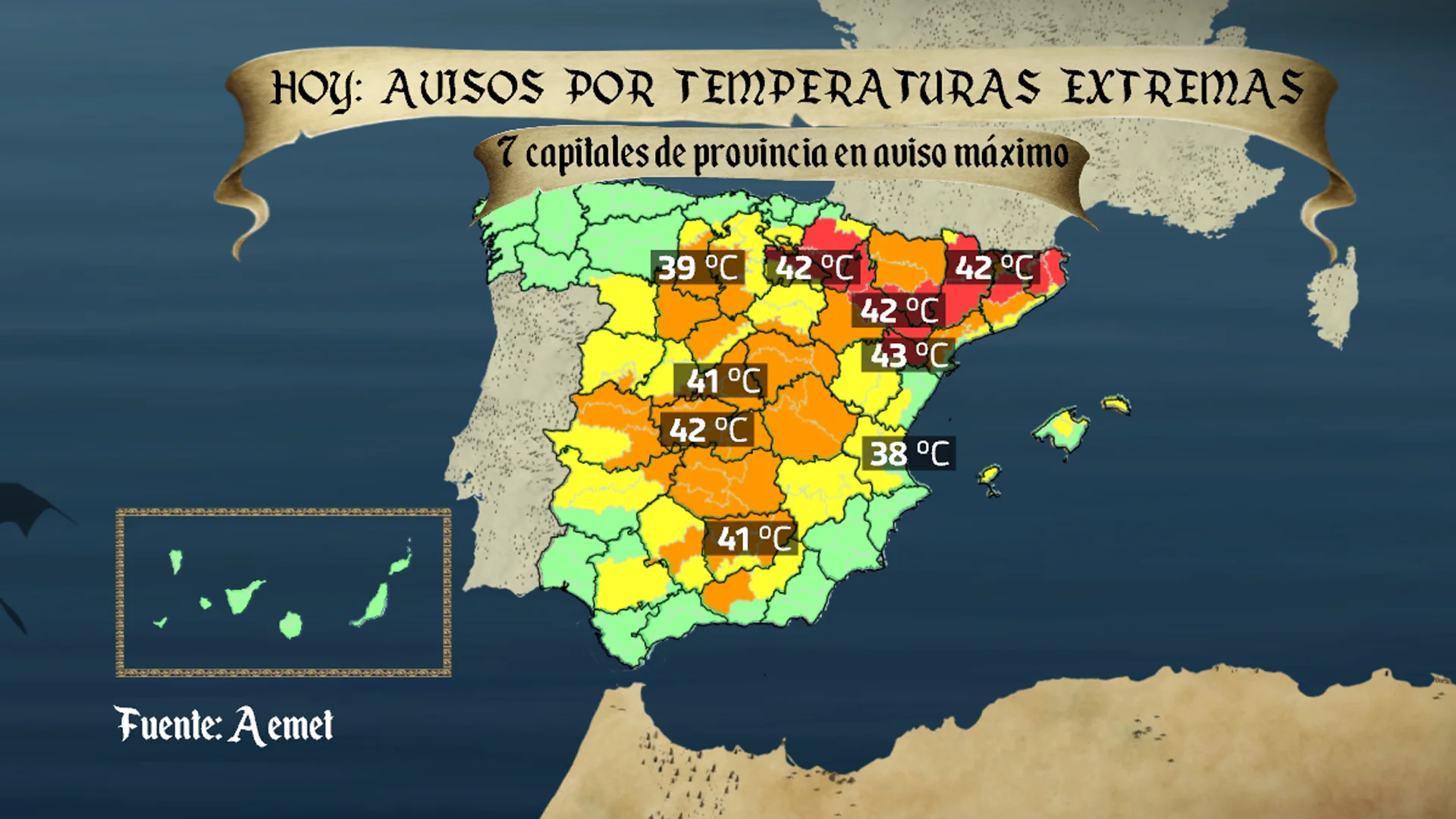 Previsión de temperaturas para este viernes 28 de junio