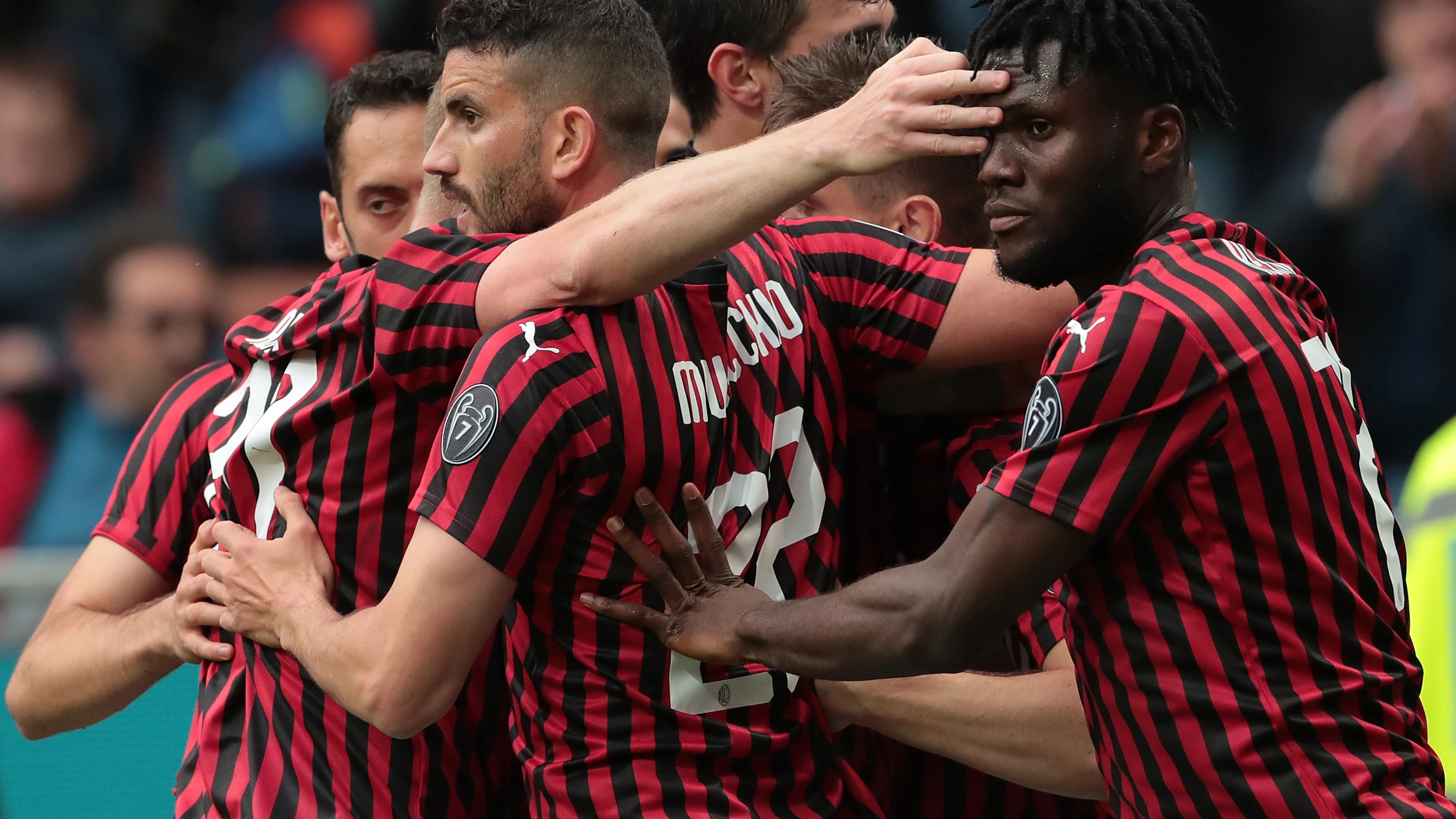 Los jugadores del Milan celebrando un gol ante el Frosinone