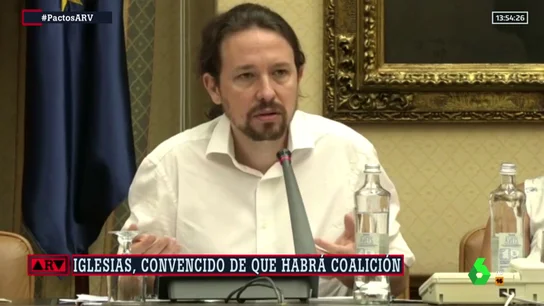 Iglesias, convencido de que habrá coalición: "Estoy convencido de que Sánchez no obligará a votar otra vez por una obsesión" Iglesias, convencido de que habrá coalición: "Estoy convencido de que Sánchez no obligará a votar otra vez por una obsesión"