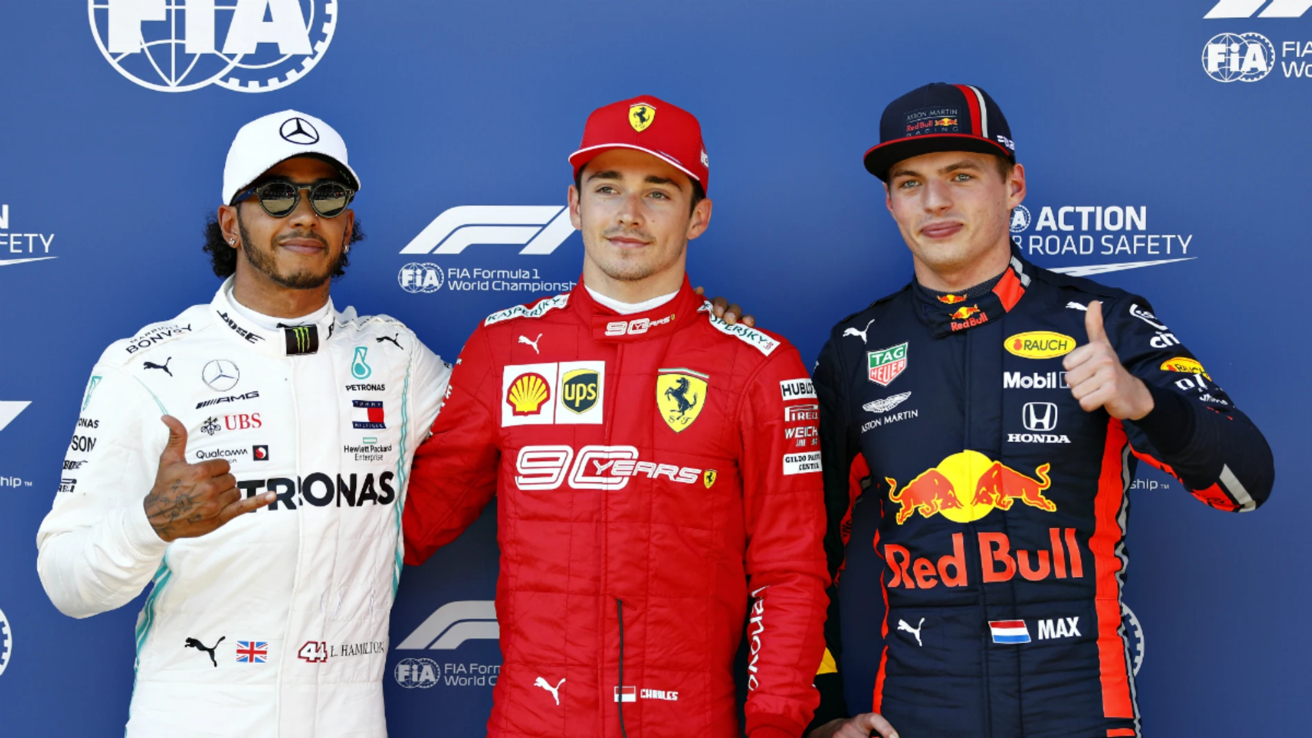 Hamilton, Leclerc y Verstpapen