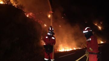 Extinción de las llamas en el incendio de Ávila.