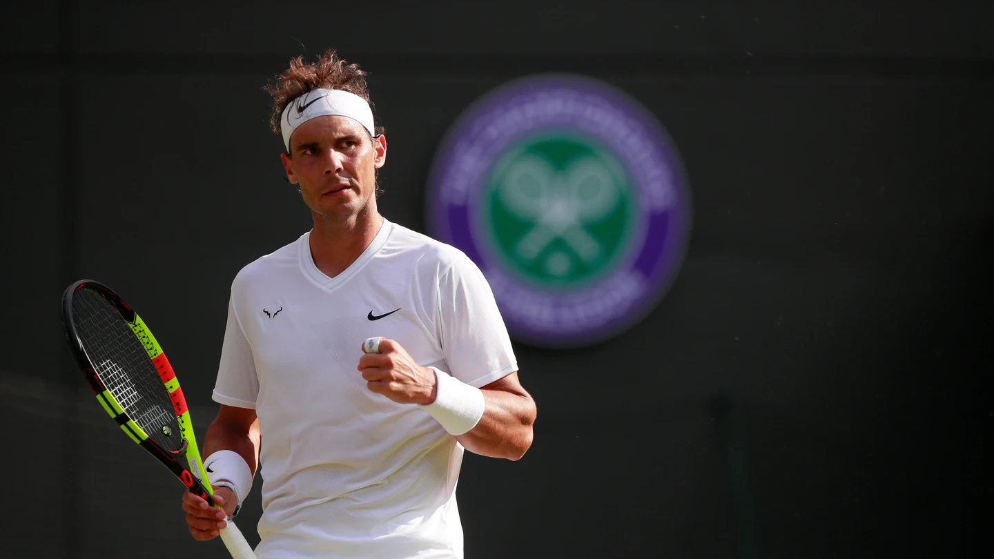 Nadal celebra un punto contra el japonés Sugita Nadal celebra un punto contra el japonés Sugita