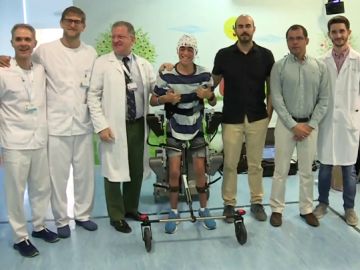 Miguel, uno de los pacientes con el exoesqueleto creado por el Hospital Niño Jesús para menores con parálisis cerebral Miguel, uno de los pacientes con el exoesqueleto creado por el Hospital Niño Jesús para menores con parálisis cerebral