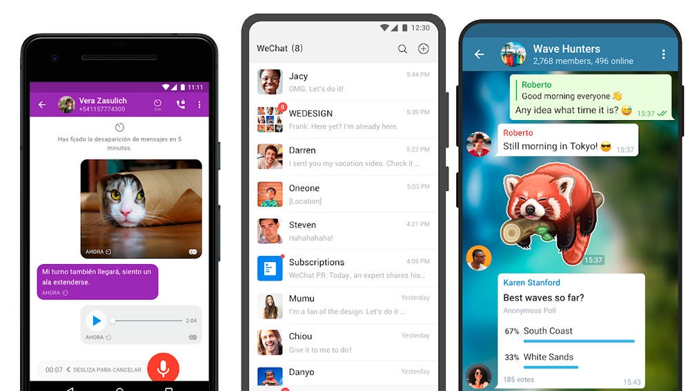 Signal, WeChat y Telegram