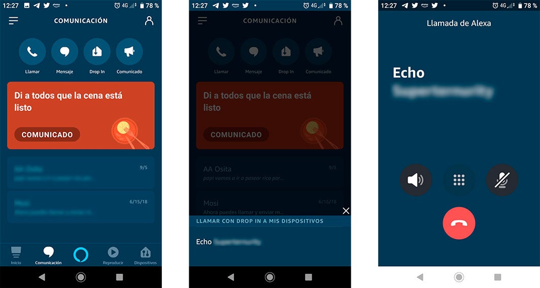 El botón Drop-In nos permite hacer las llamadas