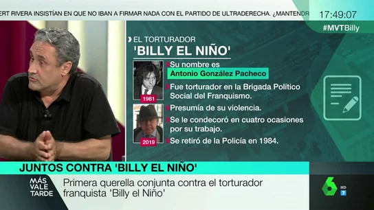 Habla una de las víctimas de Billy el niño: "Franco me da igual. Las torturas no son ideológicas, hay que erradicarlas" Habla una de las víctimas de Billy el niño: "Franco me da igual. Las torturas no son ideológicas, hay que erradicarlas"