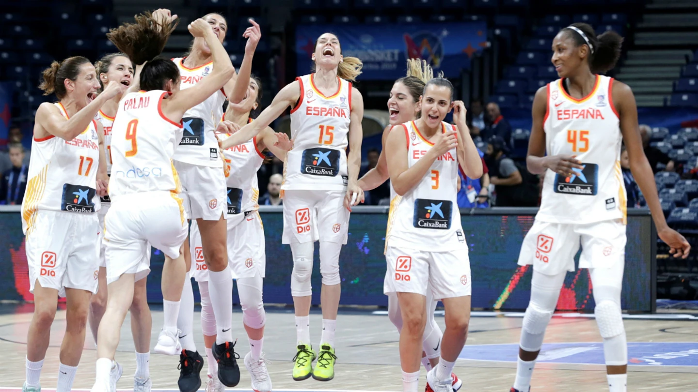Las jugadoras de España celebran una victoria Las jugadoras de España celebran una victoria