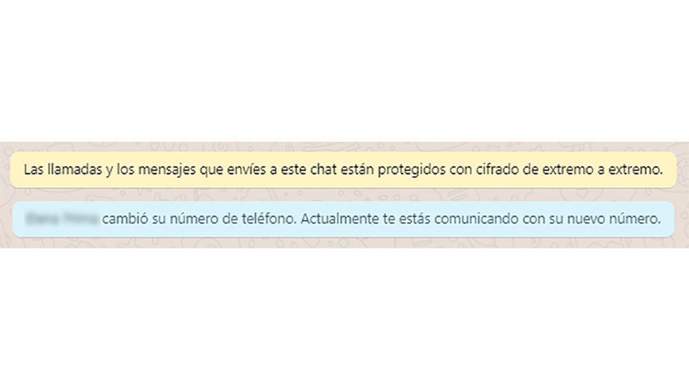 Así nos comunica WhatsApp que ya hemos contactado con el nuevo número