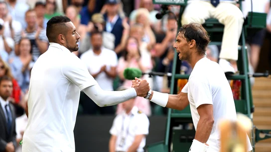 Kyrgios y Nadal se saludan tras su partido Kyrgios y Nadal se saludan tras su partido