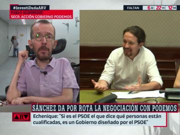 Echenique insiste en la negociación por &quot;un gobierno de coalición&quot;: &quot;Estamos dispuestos a sentarnos con el PSOE dentro de 15 minutos&quot;