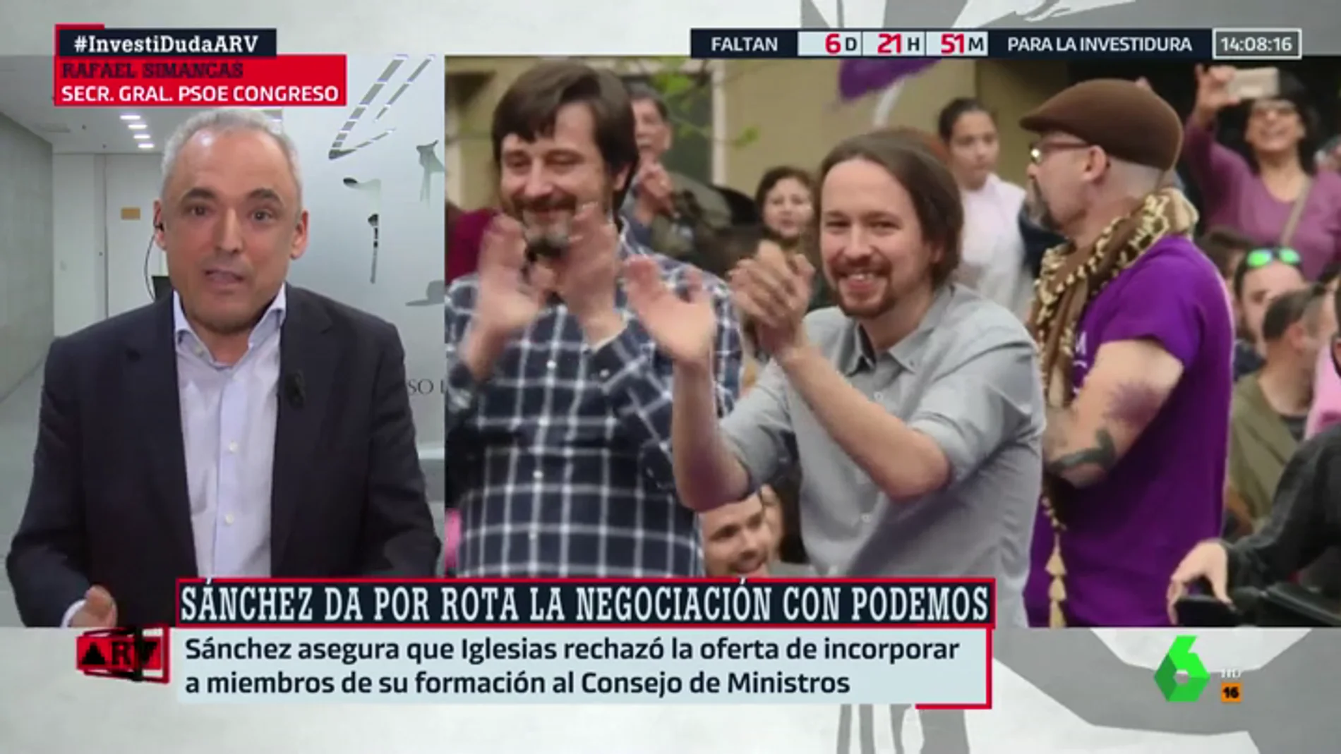 Rafael Simancas (PSOE): "Parece que Pablo Iglesias quiere votar 'no' con la ultraderecha a Pedro Sánchez"