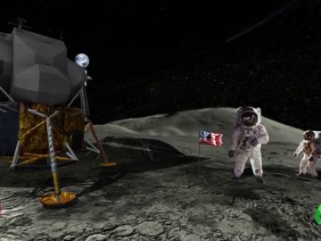 La nave del Apolo 11 aterriza en la superficie lunar de Al Rojo Vivo a través de la realidad aumentada La nave del Apolo 11 aterriza en la superficie lunar de Al Rojo Vivo a través de la realidad aumentada