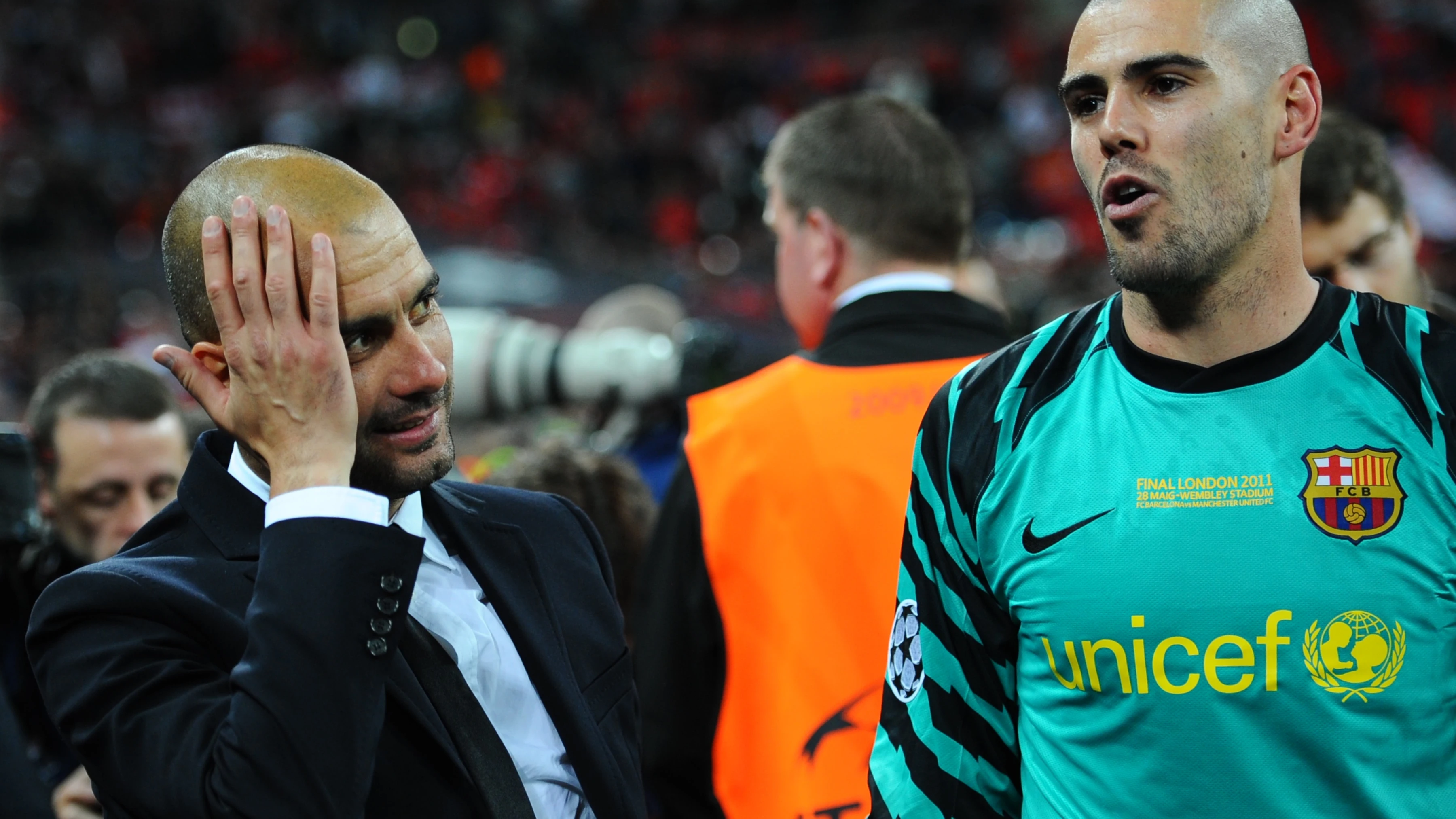 Victor Valdés y Pep Guardiola