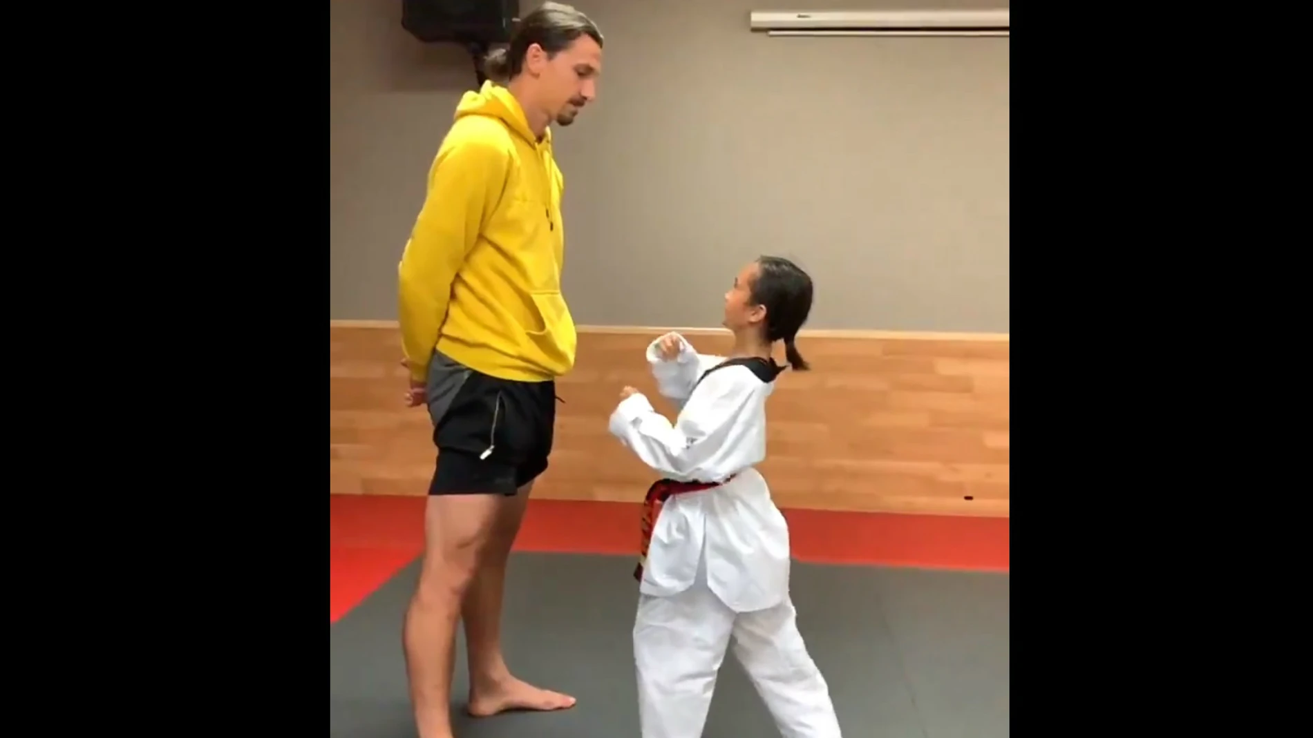 Ibrahimovic y una niña taekwondista