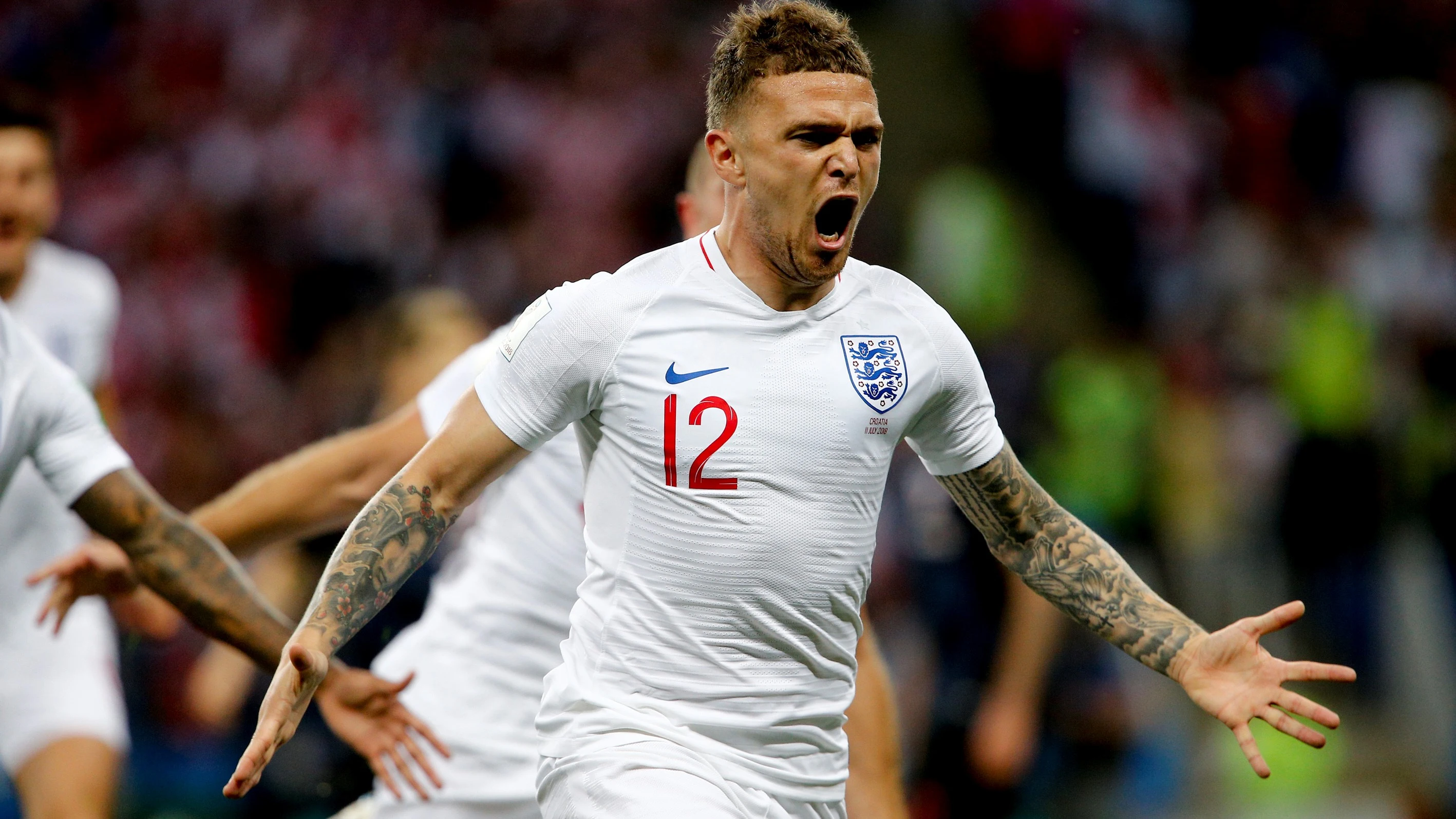 Kierian Trippier, tras anotar un gol frente a Croacia en el Mundial