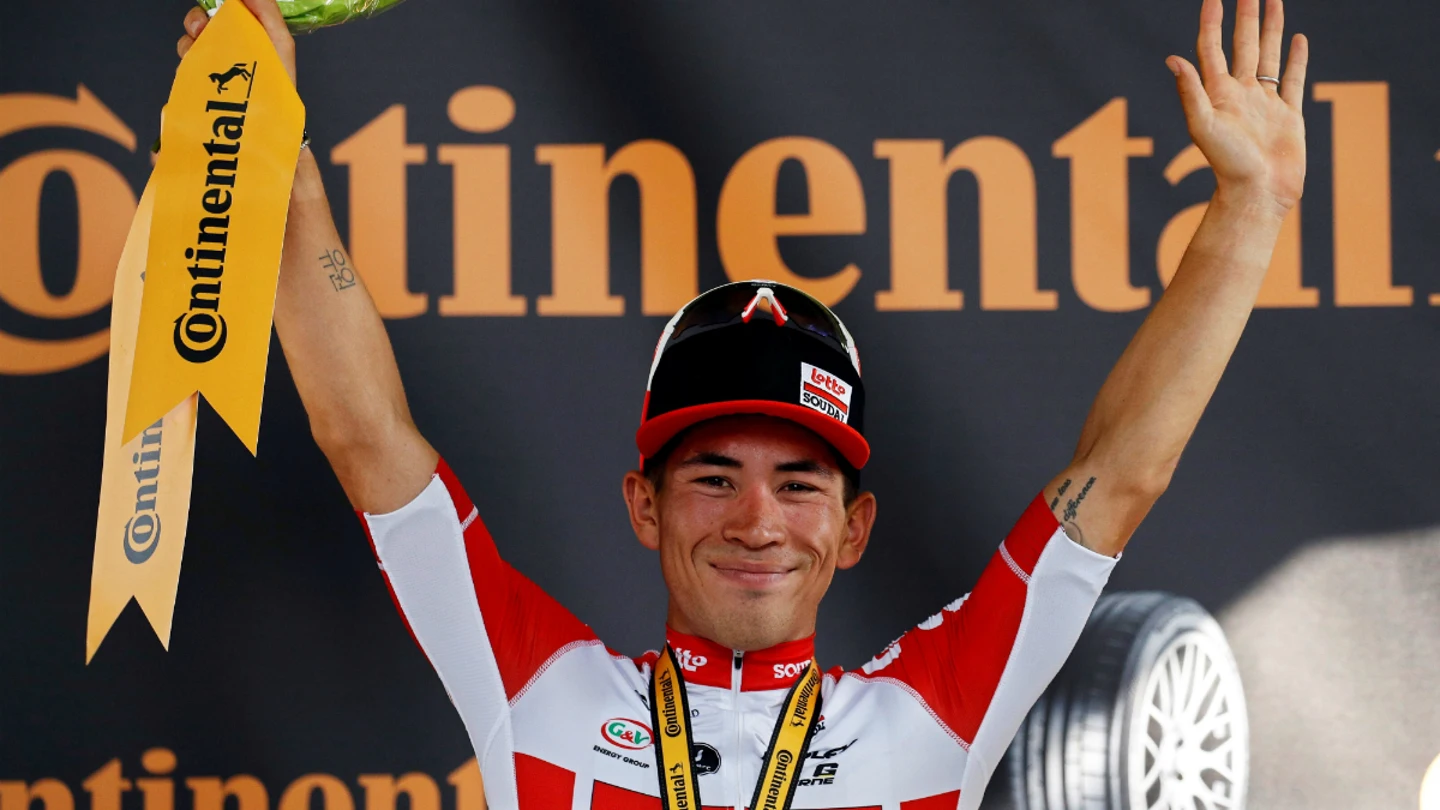 Caleb Ewan, tras ganar una etapa Caleb Ewan, tras ganar una etapa