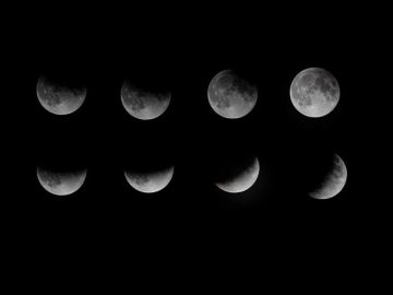 Vista desde Sant Elm , Mallorca del eclipse parcial de Luna Vista desde Sant Elm , Mallorca del eclipse parcial de Luna