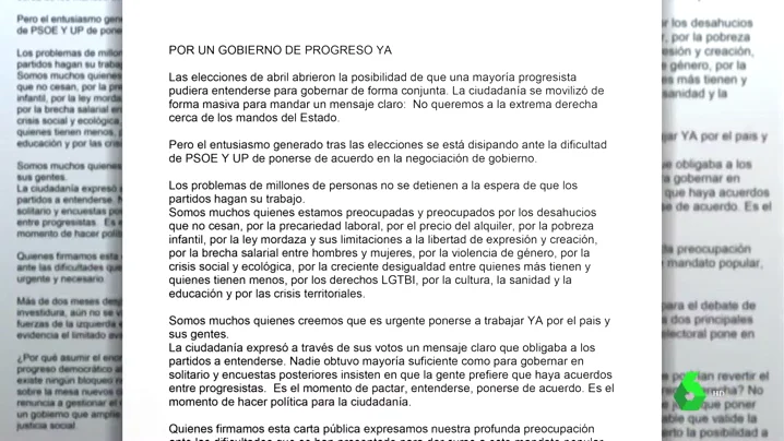 El mundo de la cultura pide a Podemos y al PSOE un gobierno de progreso