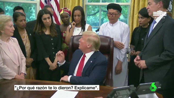 Trump pregunta a la Nobel de la Paz, víctima de Dàesh, por qué la premiaron