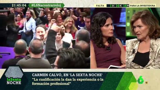 Carmen Calvo: "Estamos abiertos a que entren personas de Unidas Podemos en el Gobierno, tienen que hacer propuestas de nombre" Carmen Calvo: "Estamos abiertos a que entren personas de Unidas Podemos en el Gobierno, tienen que hacer propuestas de nombre"