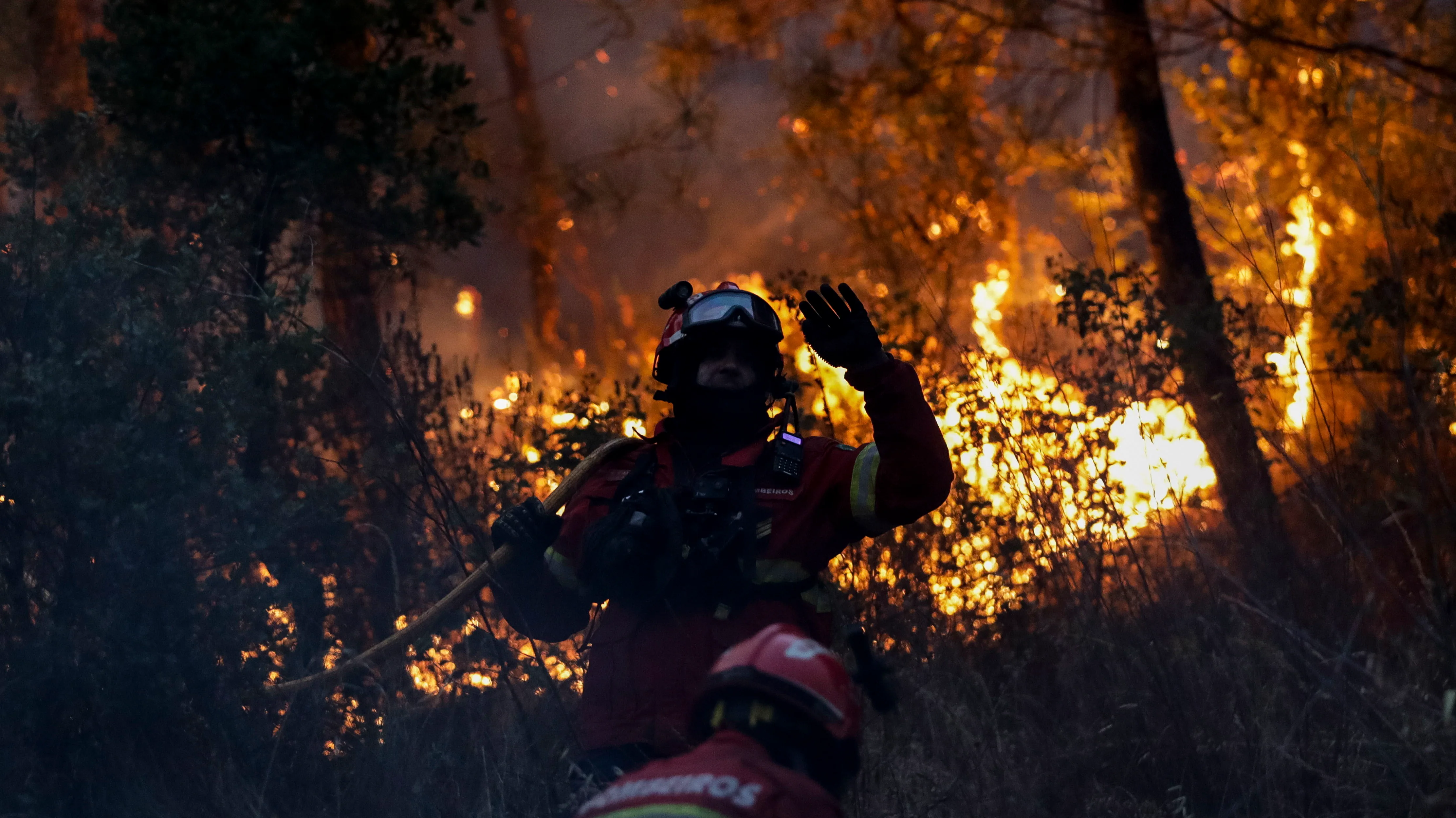 Bomberos trabajando en las labores de extinción en Portugal 