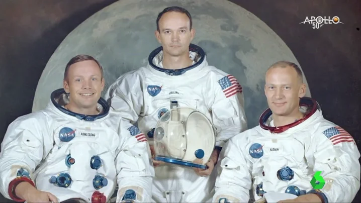 Los tres astronautas del Apolo 11.