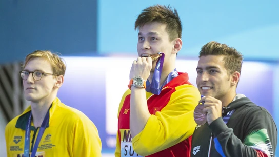 Sun Yang, en el podio Sun Yang, en el podio
