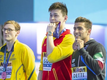 Sun Yang, en el podio Sun Yang, en el podio