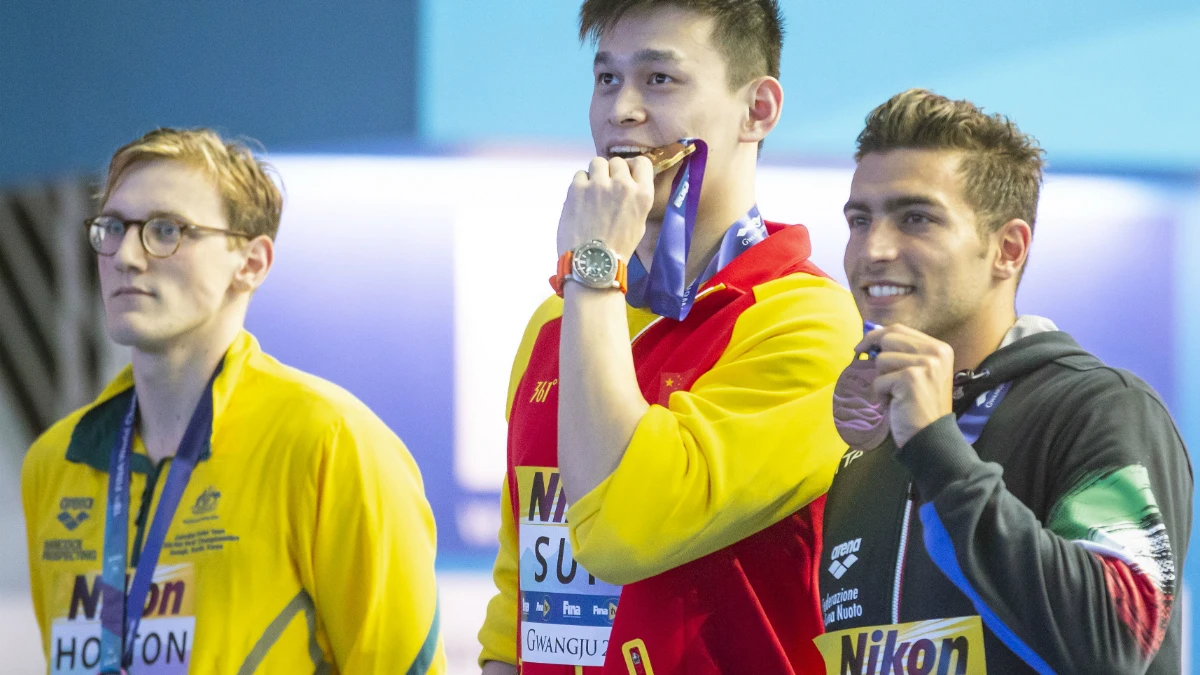 Sun Yang, en el podio