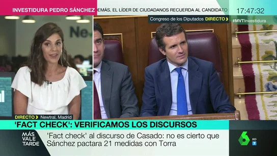 'Fat check' al discurso de Casado: no es cierto que Sánchez pactara 21 medidas con Torra 'Fat check' al discurso de Casado: no es cierto que Sánchez pactara 21 medidas con Torra