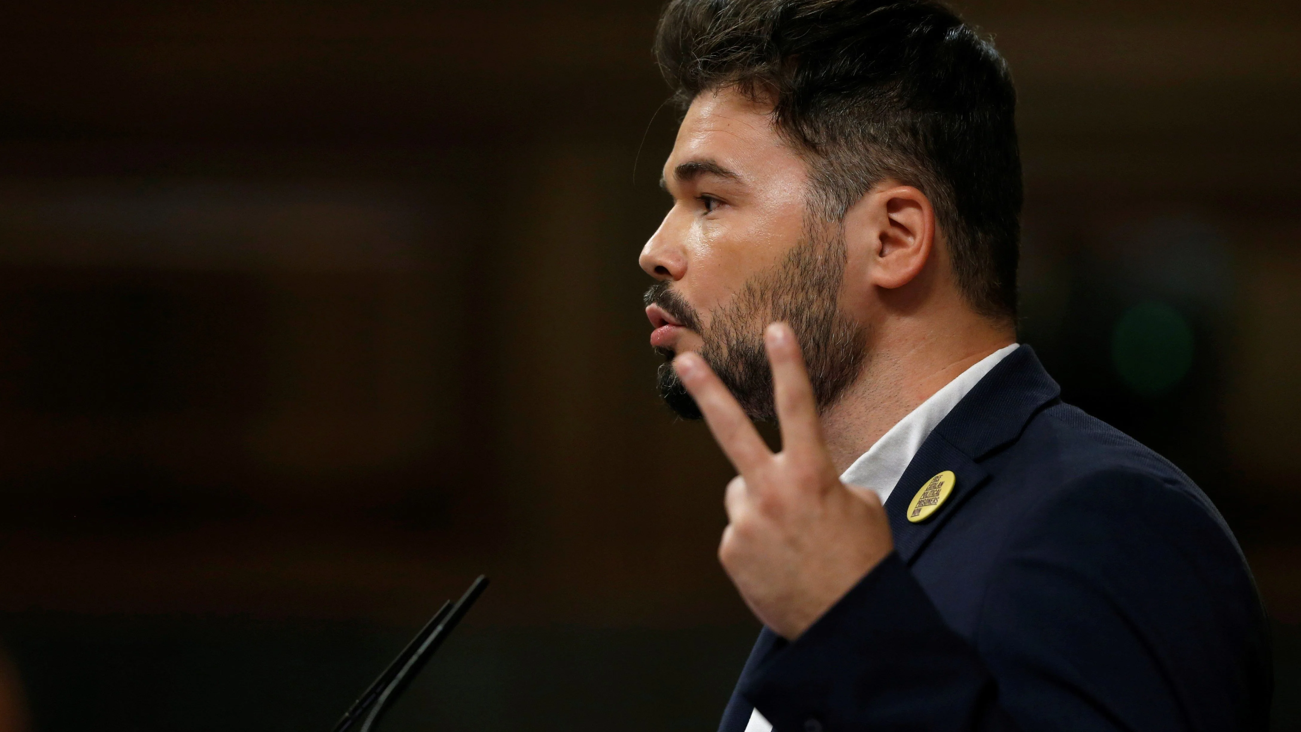 Gabriel Rufián en la sesión de investidura de Pedro Sánchez