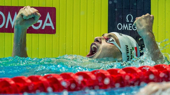 Kristof Milak, tras lograr el oro en los 200 mariposa Kristof Milak, tras lograr el oro en los 200 mariposa