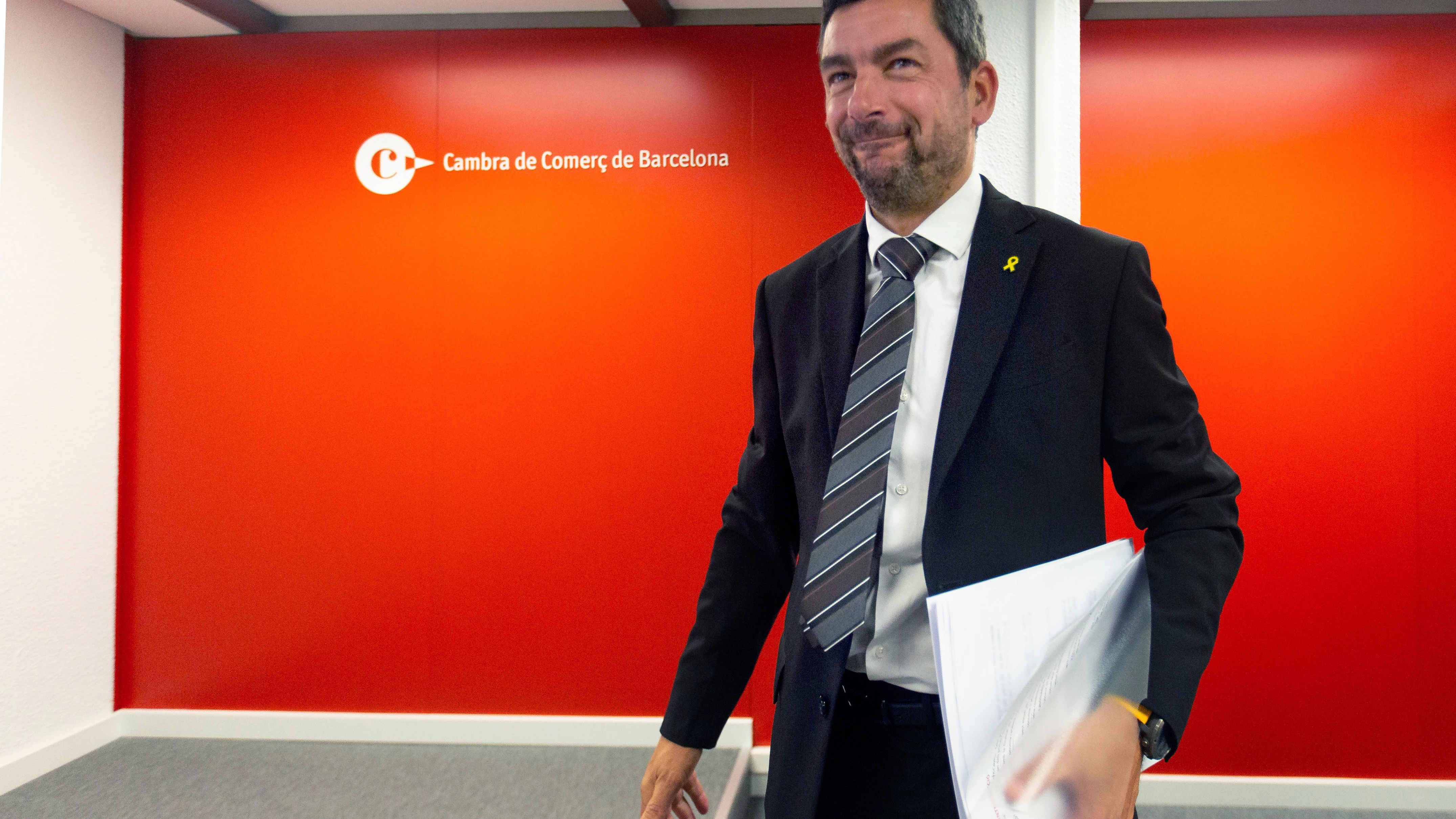 El presidente de la Cámara de Comercio de Barcelona, Joan Canadell, durante la rueda de prensa.